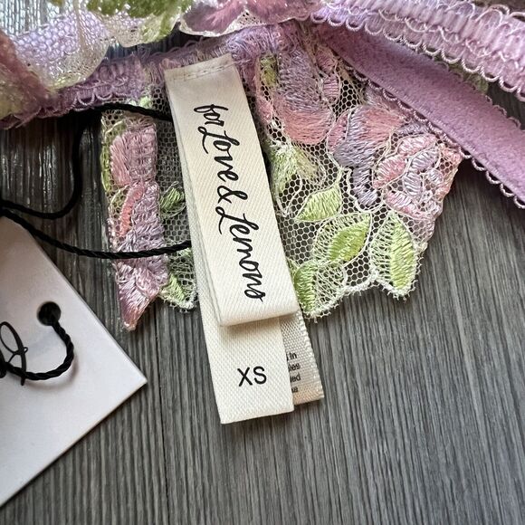 For Love And Lemons Garter Belt Womens Extra Small Lilac Green Floral - Picture 2 of 8